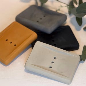 Handmade Cement Soap Dish Tray Rectangle Shape Minimalist Concrete Bathroom Decor