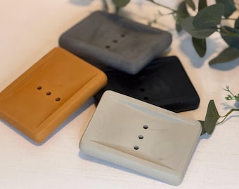 Handmade Cement Soap Dish Tray Rectangle Shape Minimalist Concrete Bathroom Decor