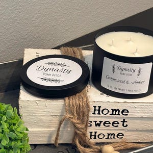 Cedarwood & Amber Scented Soy Candle Amber Vanilla Soy Candle with Sandalwood Hand Poured Elegant All Season Suttle Gift Homemade Home Decor