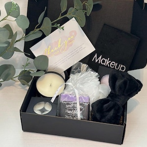 Lavender Spa Gift Box Relaxation Set with Candle & Homemade Soap Gift Set for Birthday Gift Idea Anniversary Bridal Party or Girlfriend Gift