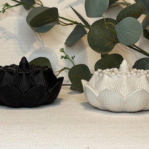 Cement Lotus Jar with Lid Handmade Minimalist Concrete Storage Bowl Modern Decor for Jewelry Candles Gifts Bathroom Minimalist Modern Decor
