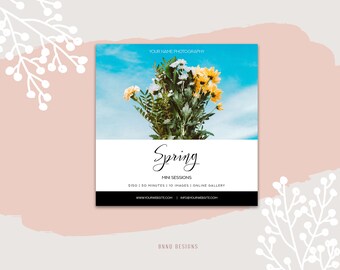 Spring Mini Session Template, Easter Mini Session, Spring Marketing Board, Instagram Template for Photographers, Social Media Announcement