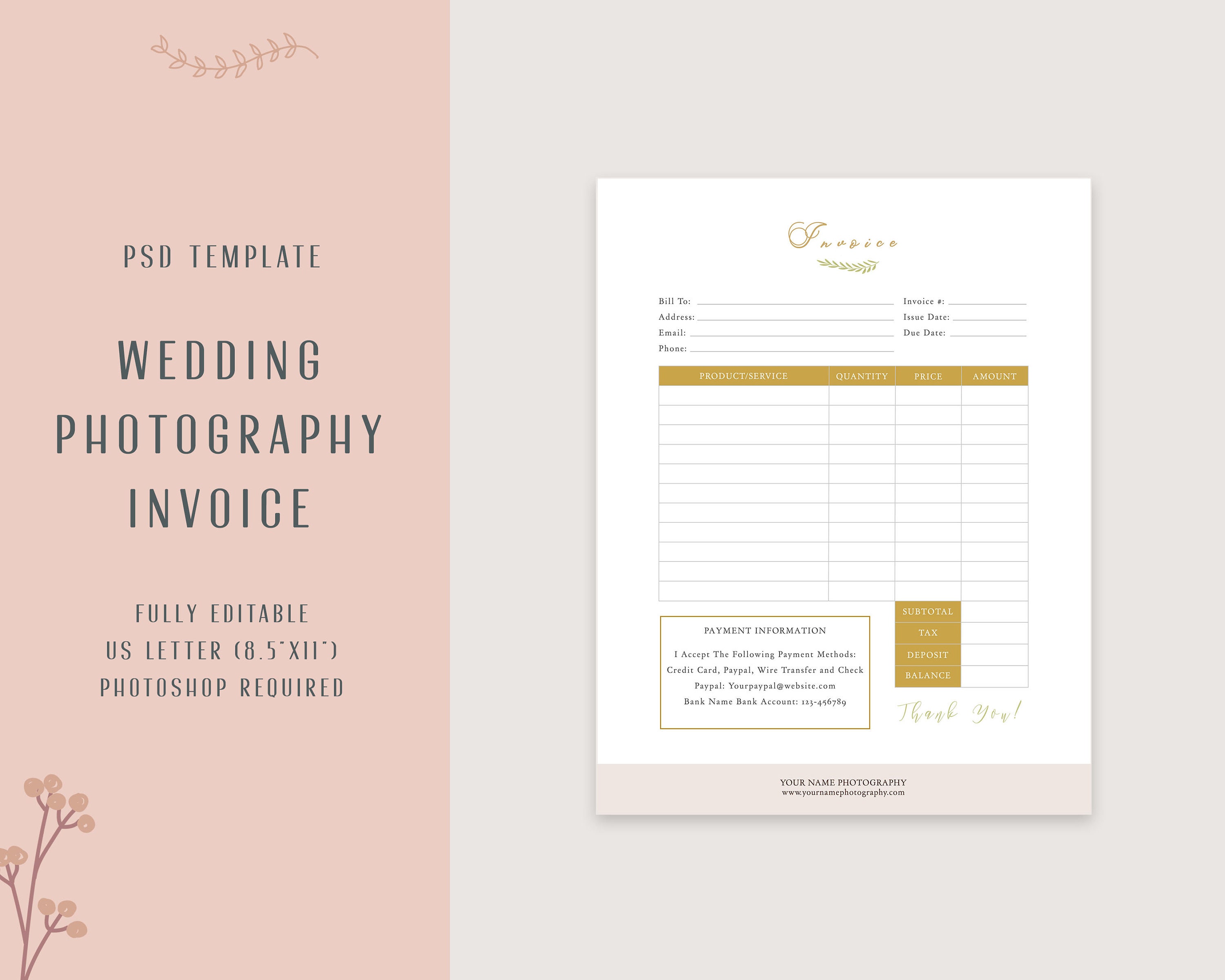 Invoice Template for Photography Pricing, Purchase Order Form ...