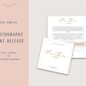 Print Release for Photographer, Print Release Form, Photography Release, Wedding Photography Form, Photoshop Template, Editable Template