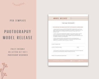 Model Release Form, Model Release Minor, Photographer Release Form, Photography Forms, Photography Contract Forms, INSTANT DOWNLOAD