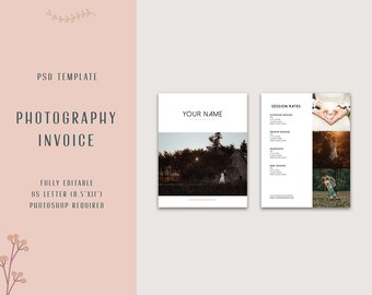 Fotograf Pricing Sheet Photoshop Vorlage, Preisleitfaden für Fotografen, Fotografie Preise, PSD Vorlage, Fotografie Formulare