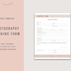 Photography Contract Template - Client Booking Form Contract - Portrait Photography Forms - Simple, Modern - INSTANT DOWNLOAD