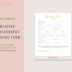 Client Booking Form Contract for Photographers, Wedding Photography Contract Template, Portrait Photography Forms, Simple - INSTANT DOWNLOAD