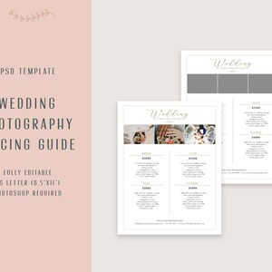 Photographer Pricing Sheet Photoshop Template, Pricing Guide for Photographers, Photography Pricing, PSD Template, Photography Forms