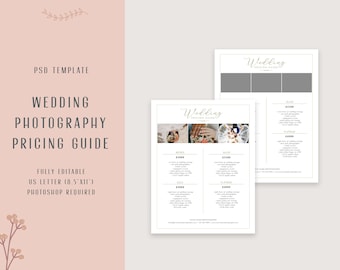 Fotograf Pricing Sheet Photoshop Vorlage, Preisleitfaden für Fotografen, Fotografie Preise, PSD Vorlage, Fotografie Formulare