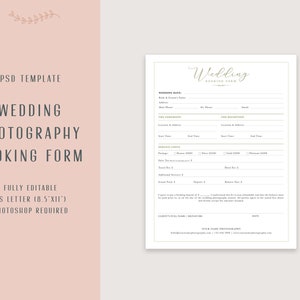 Client Booking Form Contract for Photographers, Wedding Photography Contract Template, Portrait Photography Forms, Simple - INSTANT DOWNLOAD