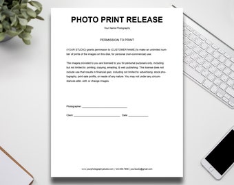Print Release Form Template, Wedding Photography Forms, Print Release Template, MS WORD, Instant Download