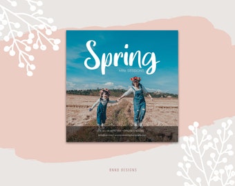 Spring Mini Session Template, Easter Mini Session, Spring Marketing Board, Instagram Template for Photographers, Social Media Announcement
