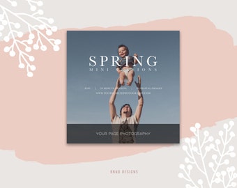 Spring Mini Session Template, Easter Mini Session, Spring Marketing Board, Instagram Template for Photographers, Social Media Announcement