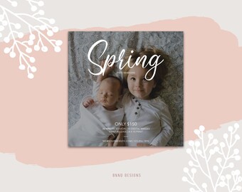 Spring Mini Session Template, Easter Mini Session, Spring Marketing Board, Instagram Template for Photographers, Social Media Announcement