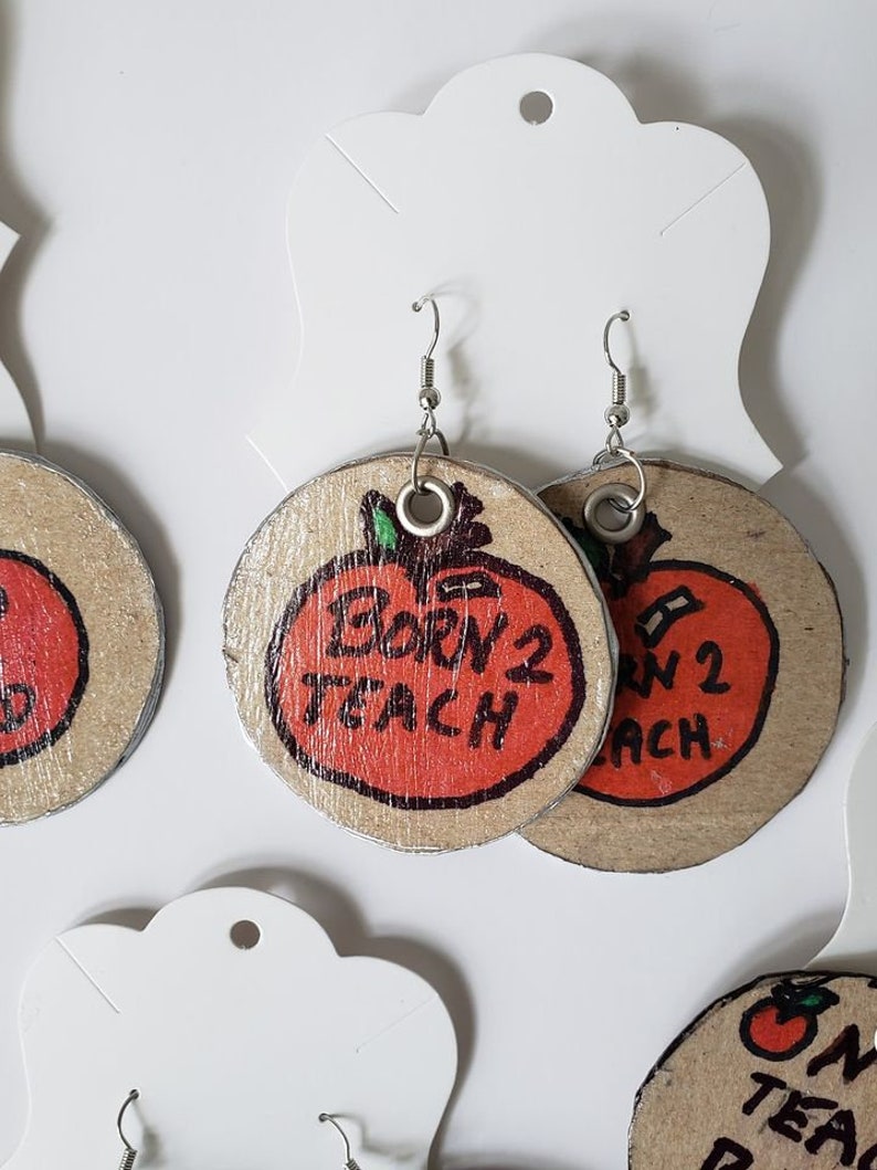 NC Teachers Teacher Appreciation Gifts Custom Teacher Earring Chipboard Teacher Earrings Teacher Gifts Red for Ed Teachers Rule
