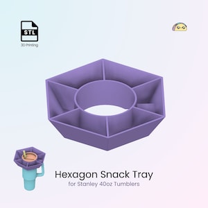 Hexagon Snack Tray for 40oz Stanley Tumblers, Snack Ring, Candy Holder STL Files for 3D Printing image 1