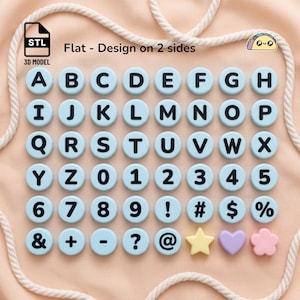 Riesige Freundschaftsperlen (STL-Bundle) | 44 Dateien für 3D-Druck | 100 mm Kandi-Alphabet (Digitaler Download)