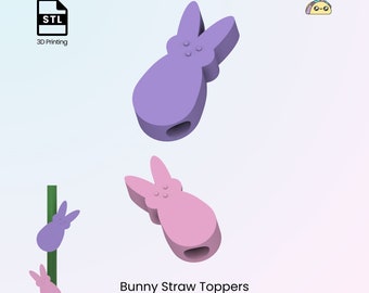 Bunny Straw Topper, Rabbit Straw Charms for Stanley Cup Tumblers (Set of 2) - STL Files for 3D Printing