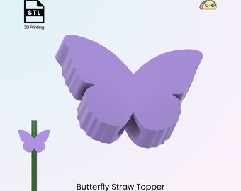Butterfly Straw Topper, Stanley Drink Accessories, Cute Straw Charm, Tumbler Gifts, 3 Straw Sizes - STL Files for 3D Printing