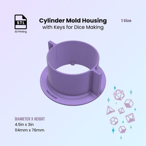 Cilindervormbehuizing voor dobbelstenen met TOETSEN, maak dobbelstenen met scherpe rand, hars niet-behandelbaar, 2-delige master, 3D-afdrukbare bestanden voor 3D-printen 114 mm/4,5 in