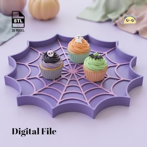Spider Web Tray STL | Halloween Trinket Dish 3D Print | Gothic Decor (Digital Download)