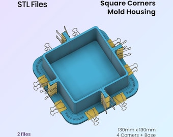 Square Mold Housing - Digital STL Files For 3D Printing Reusable Mold Box - 4 Corners