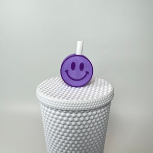 Smiley Face Straw Topper, Happy Straw Charm for Stanley Cup Tumblers STL Files for 3D Printing image 6