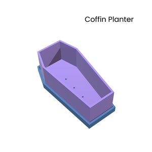 Coffin Shaped Planter Box & Tray, Halloween Succulent Planter, 4 Files STL Files For 3D Printing image 4