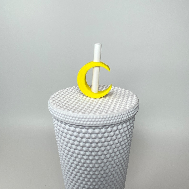 Moon Straw Topper, Straw Cover Stanley Cup, Crescent Moon Straw Buddy Gift for Tumblers, 3 Size STL Files For 3D Printing image 5