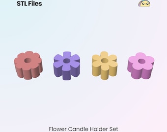 Retro Flower Candle Holder Set: 3D Printable STL Files