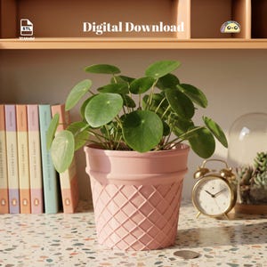 アイスクリームコーン容器のSTLファイル：3Dプリント可能な植木鉢（デジタルダウンロード）