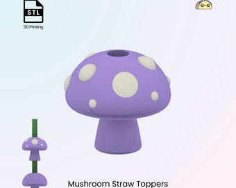 Arquivos STL para decoração de canudo com cogumelos, pingente de fungo para copos (Download Digital)