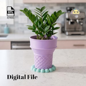 Ice Cream Cone Planter STL Files: 3D Printable Succulent Pot (Digital Download)