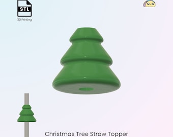 Tree Straw Topper, Straw Cover Stanley Cup, Christmas Straw Charm Gift for Tumblers, 3 Sizes | STL Files For 3D Printing