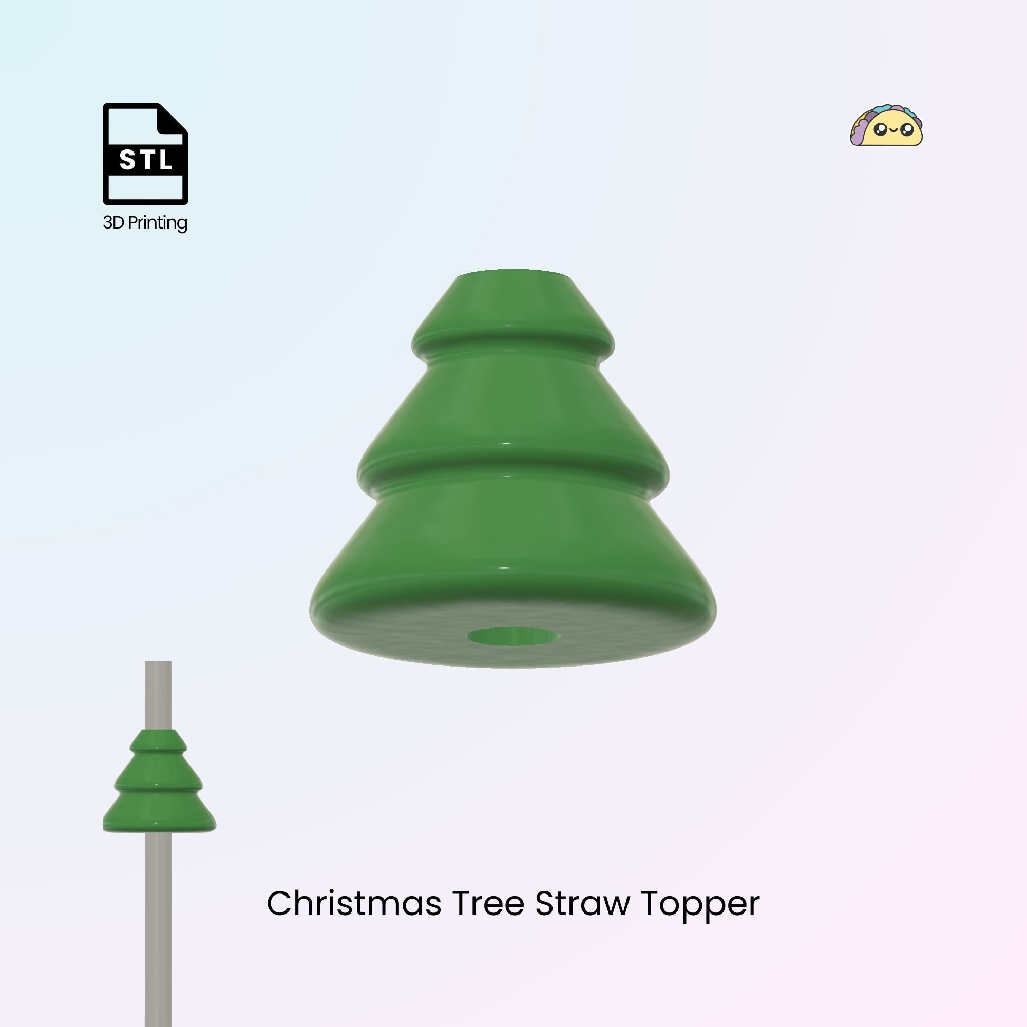 STL file Tree Straw Topper, Straw Cover Stanley Cup, Christmas