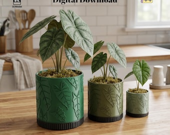 Alocasia Leaf Planter STL Files | 3 sizes | 3D Printable Plant Pot with Tray (Digital Download)