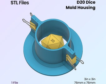 D20 Dice Cylinder Mold Housing [76mm], Make Sharp Edge Dice Moulds, Resin DND, 2 Part Master | STL Files For 3D Printing