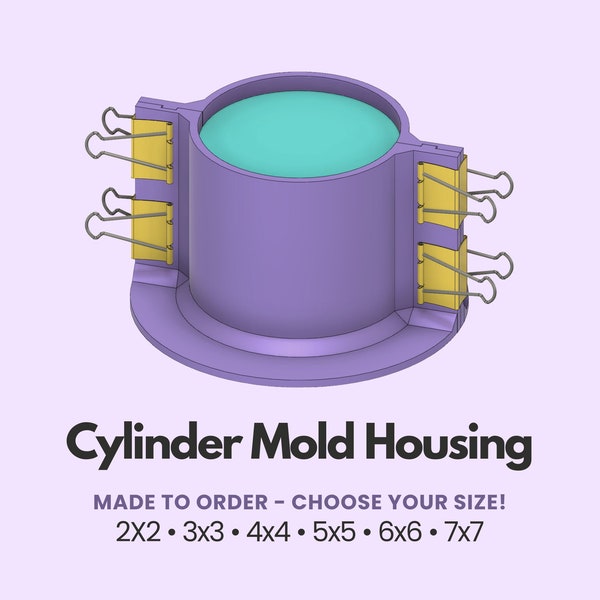 Cylinder Mold Housing - 2 Part Master - 3D Printed Reusable Frames, Silicone Mold Making Tools, Round Mould Box