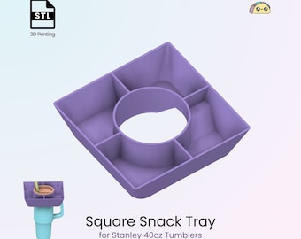 Square Snack Tray for 40oz Stanley Tumblers, Stanley Accessories, Snack Ring, Candy Holder - STL Files for 3D Printing