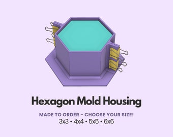 Hexagon Mold Housing - 2 Part Master - 3D Printed Reusable Frames, Silicone Mold Making Tools, Hex Mould Box