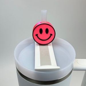 Smiley Face Straw Topper, Happy Straw Charm for Stanley Cup Tumblers STL Files for 3D Printing image 9