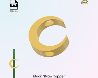 Moon Straw Topper, Straw Cover Stanley Cup, Crescent Moon Straw Buddy Gift for Tumblers, 3 Size | STL Files For 3D Printing