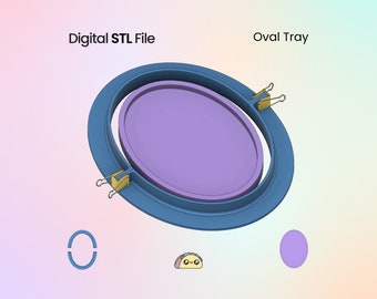 Oval Tray Template | Digital STL File For 3D Printing, Mold Making, Includes Frame Box and Master, Rolling Tray, Jewelry Dish, Dice Tray
