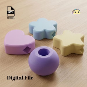 Conjunto de Contas Gigantes: Coração, Estrela, Flor e Esfera em STL | Formas 3D Imprimíveis para Kandi (Download Digital)