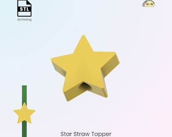 Star Straw Topper, Straw Cover Stanley Cup, Tumbler Straw Buddy Gift - STL Files for 3D Printing