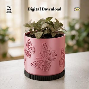 Butterfly Planter STL Files: 3D Printable Plant Pot with Tray (Digital Download)