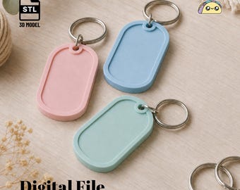 Blank Military Dog Tag STL Files: 3D Printable Keychain (Digital Download)