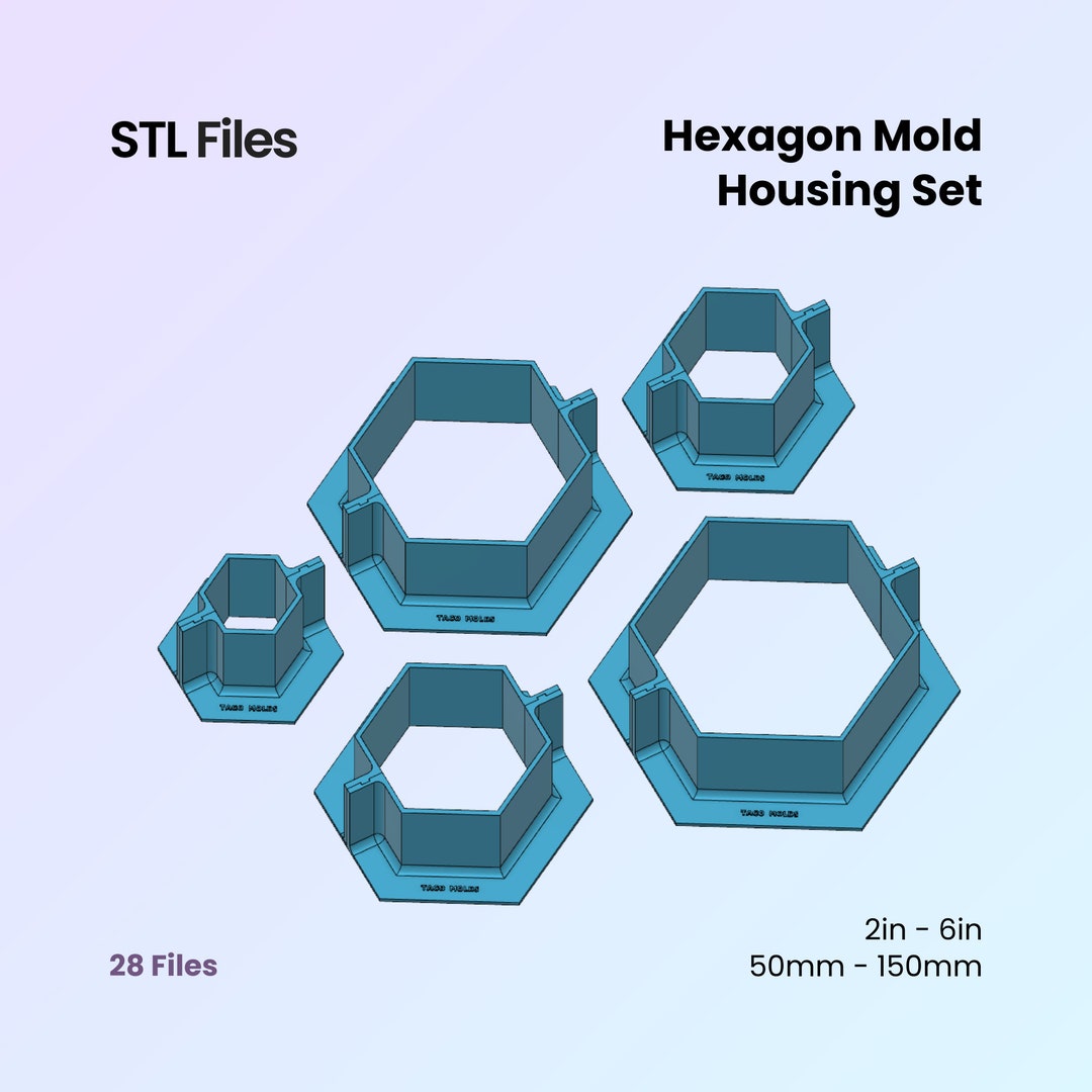 Hexagon Mold Housing STL Files: 3D Printable 2-part Master (28 Files ...
