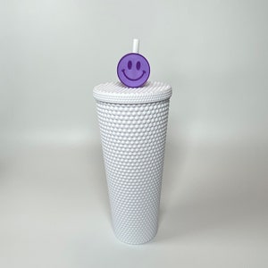 Smiley Face Straw Topper, Happy Straw Charm for Stanley Cup Tumblers STL Files for 3D Printing image 5